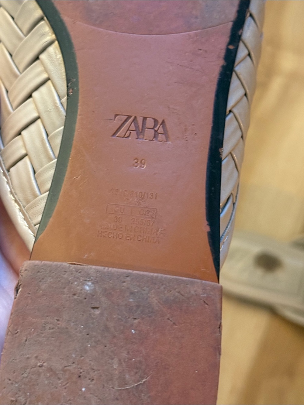Zara Beige Woven Mule Loafers with Gold Hardware - Picture 8 of 9